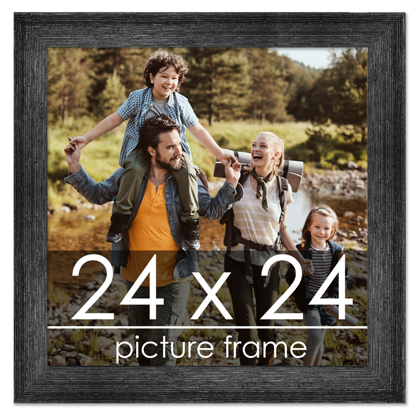 24x24 Wide Barnwood Picture Frame with UV-Resistant Acrylic & Acid Free Backing, Available in 6 Paint Finishes - Grey, Brown, White, and Black
