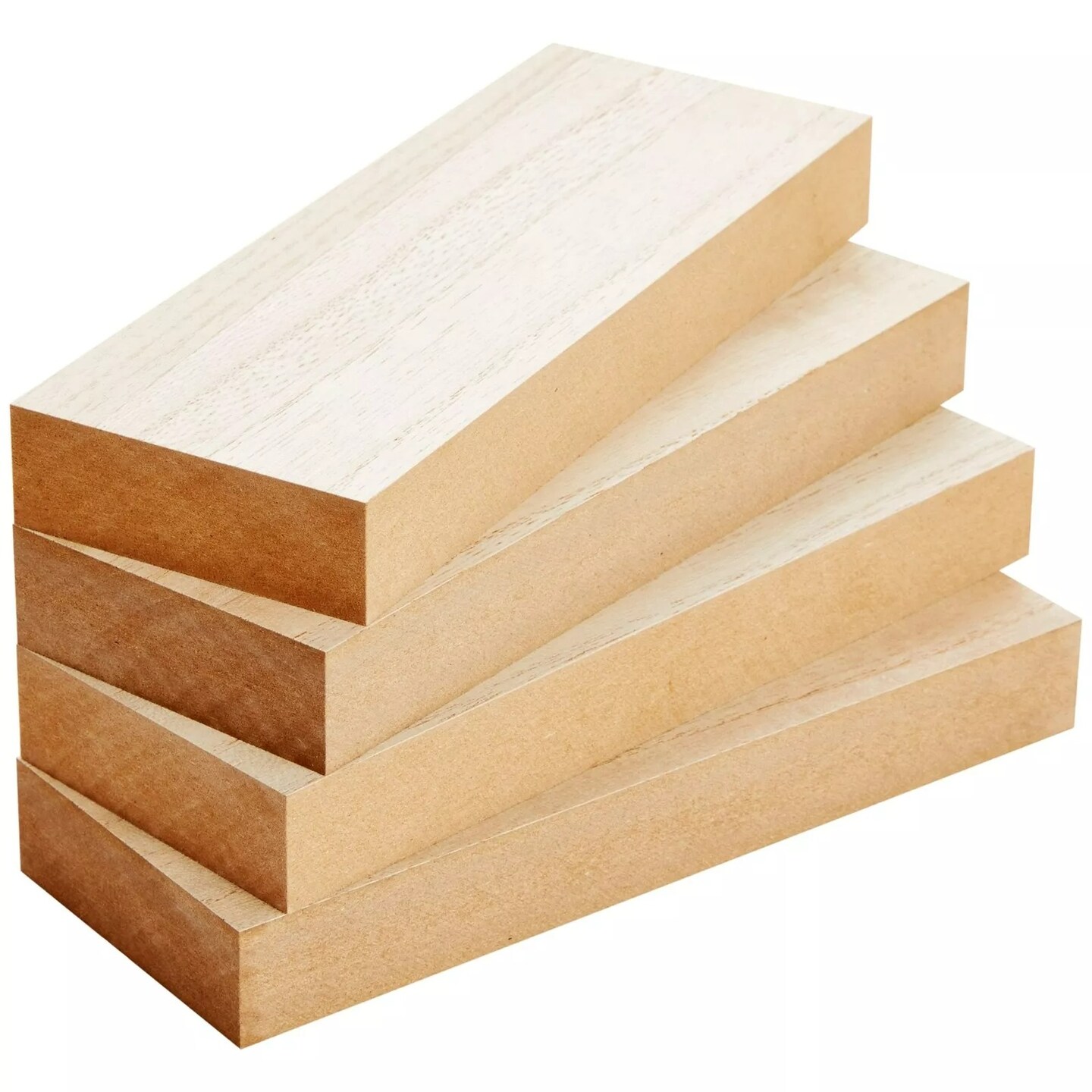 4 Pack Unfinished MDF Wood Rectangles for Crafts, Wooden Blocks DIY, 3 x 8 In