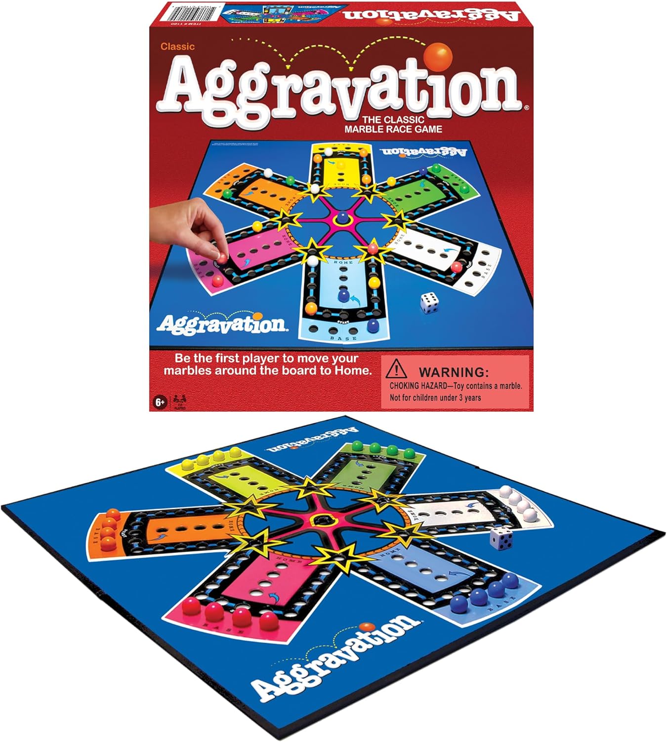 Winning Moves Games Classic Aggravation Marble Race Family Game for 2 or More Players