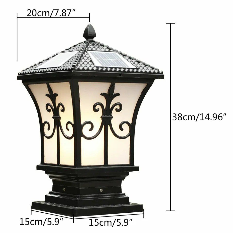 Solar Powered Post Light Outdoor Pillar Lamp Garden Driveway Fence Lantern Lamp