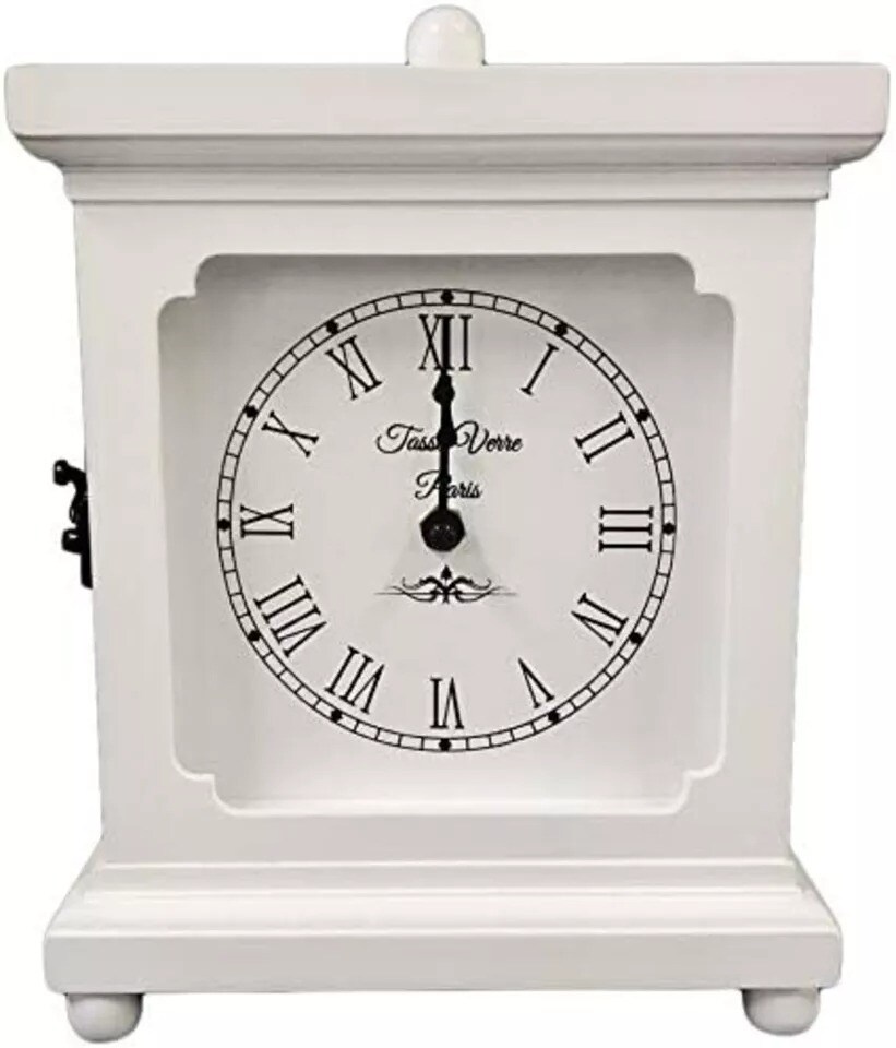 White Clock for Shelf Table Or Desk 9"x7" - Living Room Decor Wood Battery Opp.