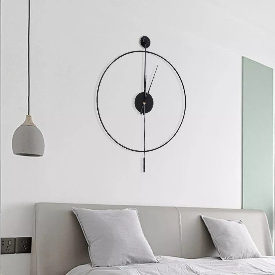 Modern Large Metal Wall Clock Non-Numeric Silent Wall Mount Clock with Pendulum