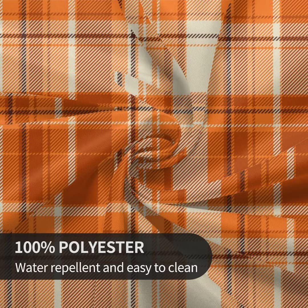 Fall Tablecloth 60 Inch Round Autumn Thanksgiving Plaid Table Cloth Dust-Proof Wrinkle Resistant Rustic Tablecloth for Holiday Kitchen Dining Room Party Picnic Indoor Outdoor