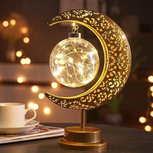 Enchanted Lunar Lamp, Ramadan Decorations Lamp for Bedroom, Magic Kids Night Lights, Crescent Moon Light, Battery Operated Table Lamp, Galaxy Light, Eid Home Decor, Christmas Decor, Gifts