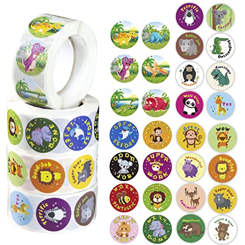 2000 Pieces Teacher Motivational Stickers for Kids Reward Stickers Students Children 4 Roll Motivational Stickers Labels 30 Styles