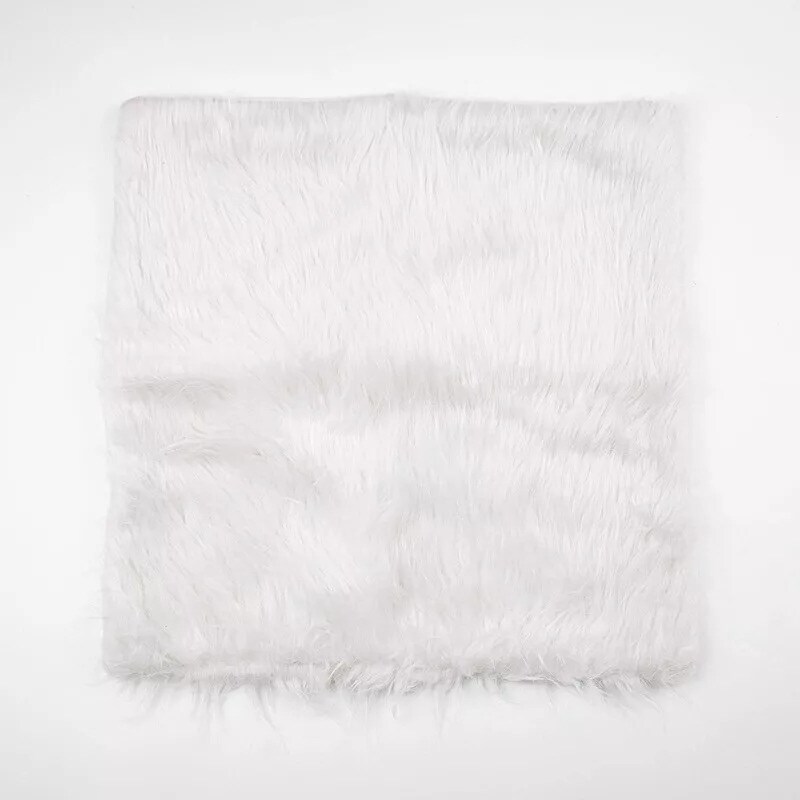 2 White 18&#x22; Throw Pillow Covers Square Faux Fur CUSHION CASES Home Decorations