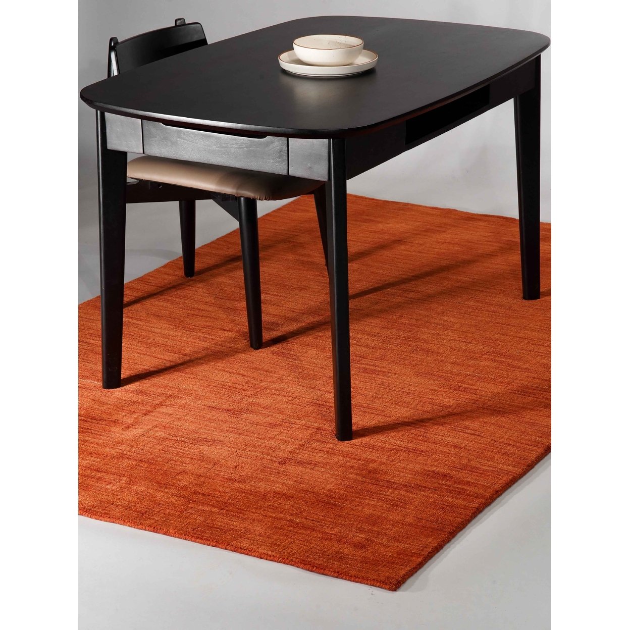 Rugsotic Hand Knotted Wool Area Rug Light Red 8X10 L00111 Solid Texture