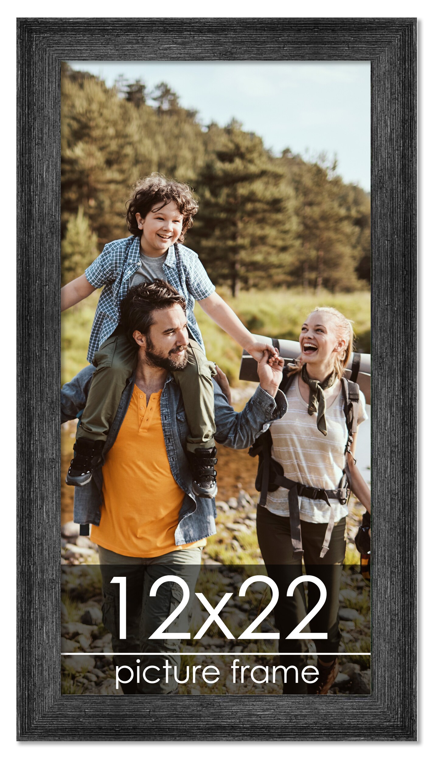 12x22 Wide Barnwood Picture Frame with UV-Resistant Acrylic & Acid Free Backing, Available in 6 Paint Finishes - Grey, Brown, White, and Black