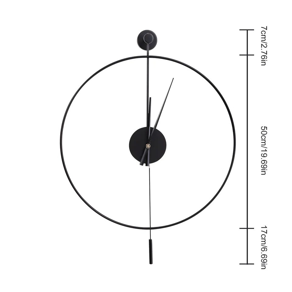 Modern Large Metal Wall Clock Non-Numeric Silent Wall Mount Clock with Pendulum
