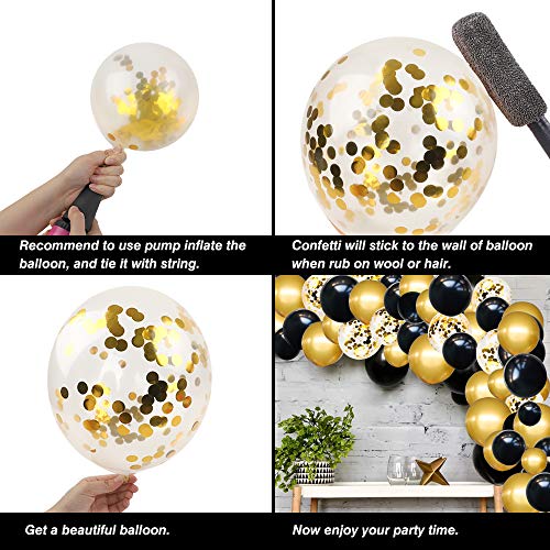 110 Pieces Black and Gold Balloons Garland Arch Kit&#xFF0C;New Years Eve Party Balloons with Black Gold Confetti Balloons for Graduation Birthday Party Decorations