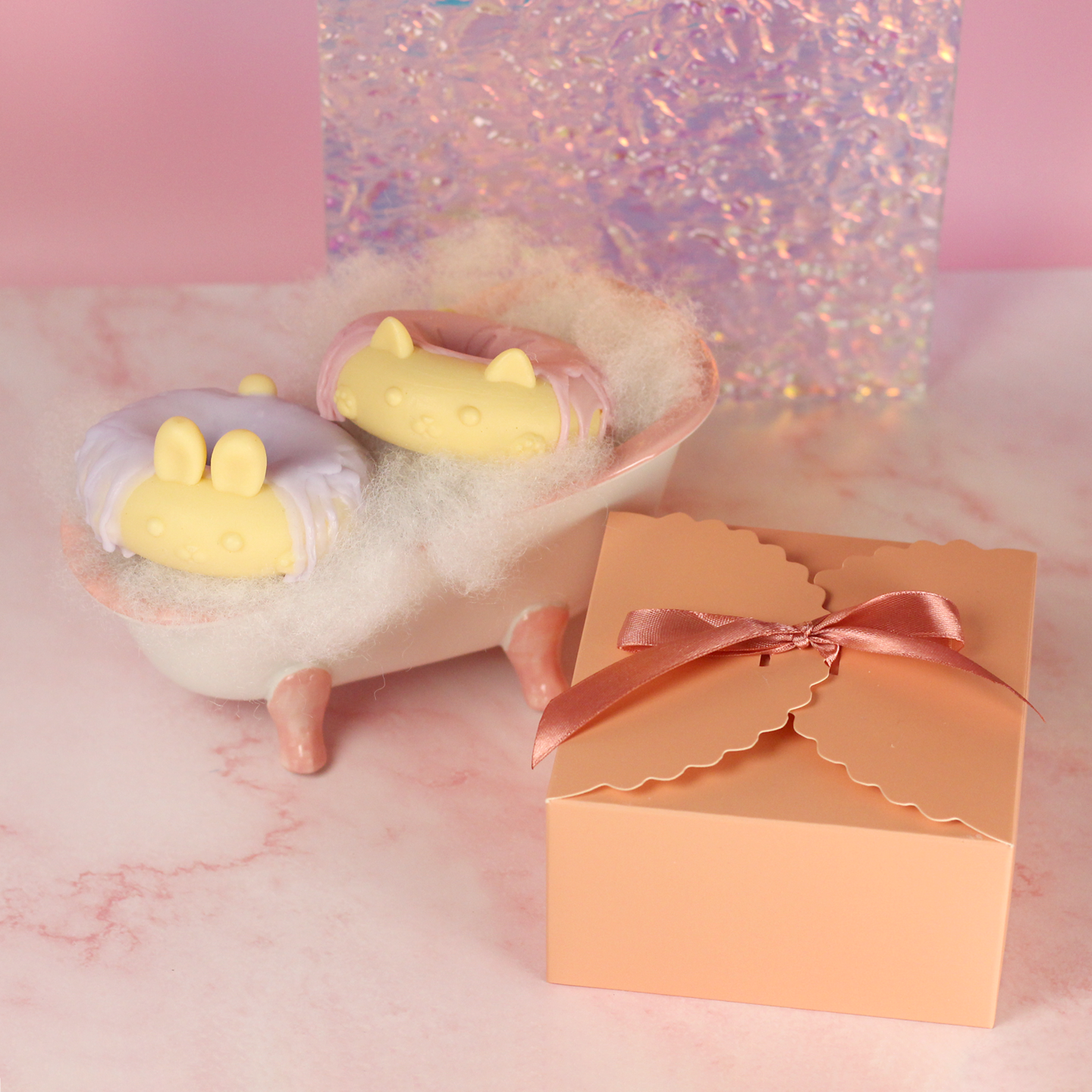 Fruity Donuts Gift Box | Cute Vegan Soap | Strawberry Scent | Blueberry Scent | Spa Gift For Her | Bunny Lover Gift | Cat Lover Gift|Dessert
