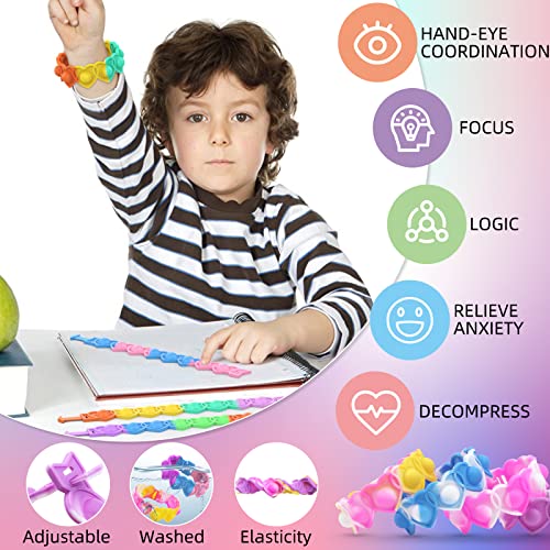 30 Pieces Valentines Day Gifts for Kids Valentines Day Cards for Kids classroom School .Heart POP Bracelets.Valentine's Classroom Exchange Cards and Kids Party Favors.Valentines goody bag filler.