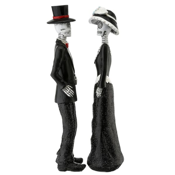 Halloween 13&#x22; Black Outfitted Skeleton Couple