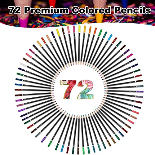 Colored Pencils for Adult Coloring Books, 72 Colored Professional Drawing Pencils, Art Supplies for Sketching, Shading for Beginners, kids & Pro.