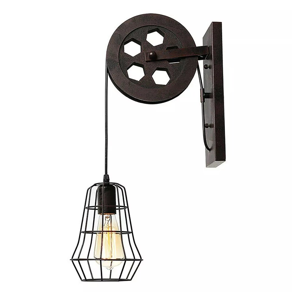 Rustic Vintage Industrial Iron Cage Pendant Light Hanging Ceiling Lamp Fixture