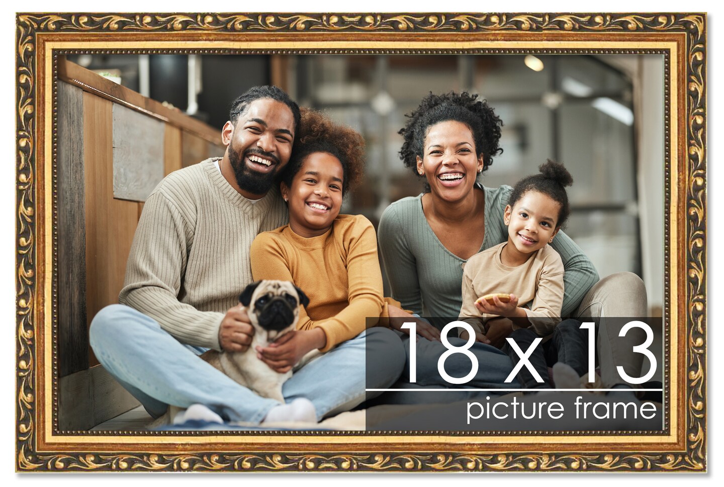 18x13 Solid Wood Antique Picture Frame with UV-Resistant Acrylic &#x26; Acid-Free Backing, Available in 4 Finishes: Bronze, Gold, Silver, and Gold with Black