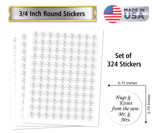 324 Mr. & Mrs. Kiss Wedding Stickers, Chocolate Drops Labels Stickers for Weddings, Bridal Shower Engagement Party Decorations, Kisses Favors Decor. Made in USA