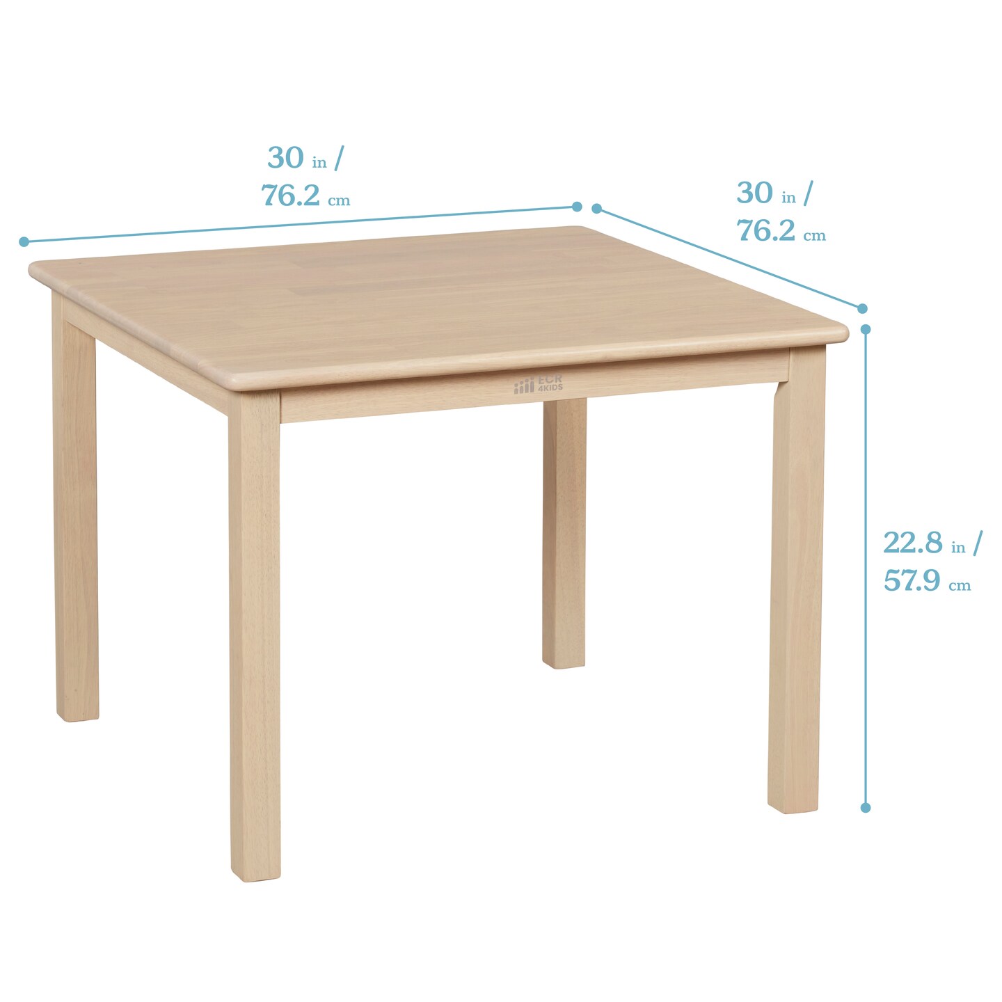 30in Square Hardwood Table with 22in Legs, Kids Furniture