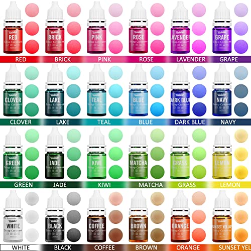 24 Color Food Grade Skin Safe Soap Coloring Bath Bomb Color Dye for DIY Soap Making Supplies - Liquid Concentrated Soap Colorant for Bath Bomb Supplies Kit, Handmade Soaps, DIY Craft