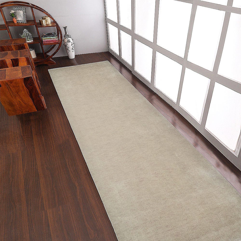 Rugsotic Hand Knotted Wool Area Rug Solid Beige 5X8 Durable L00111