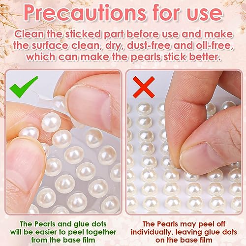 1980 Pieces Self Adhesive Pearl Stickers, Shynek Pearls Sticker Gems for Hair, Face, Makeup, Eye, Nail, Crafts, Assorted Sizes