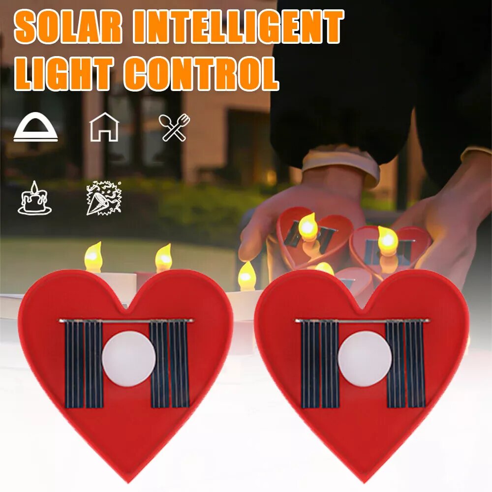 Kitcheniva Solar Flameless Flickering Heart LED Tea Candles Lights Waterproof