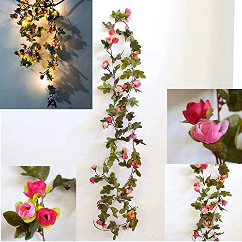 20 LED Rose Flower String Lights 7.2ft Artificial Flower Garland with Fairy Lights Rose Vine Lights for Valentines Day Garden Party Wedding Table Decor Thanksgiving Christmas Decor Lights