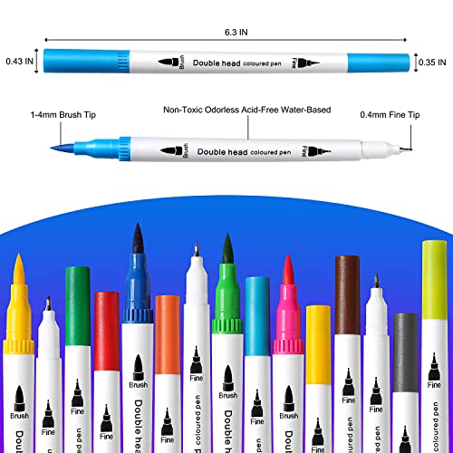 36 Colors Brush Tip Markers for Adult Coloring,Coloring Markers for Lettering,Dual Tip Brush Pens for Kids Drawing,Coloring Pens for Art,Journal Planner,Doodle