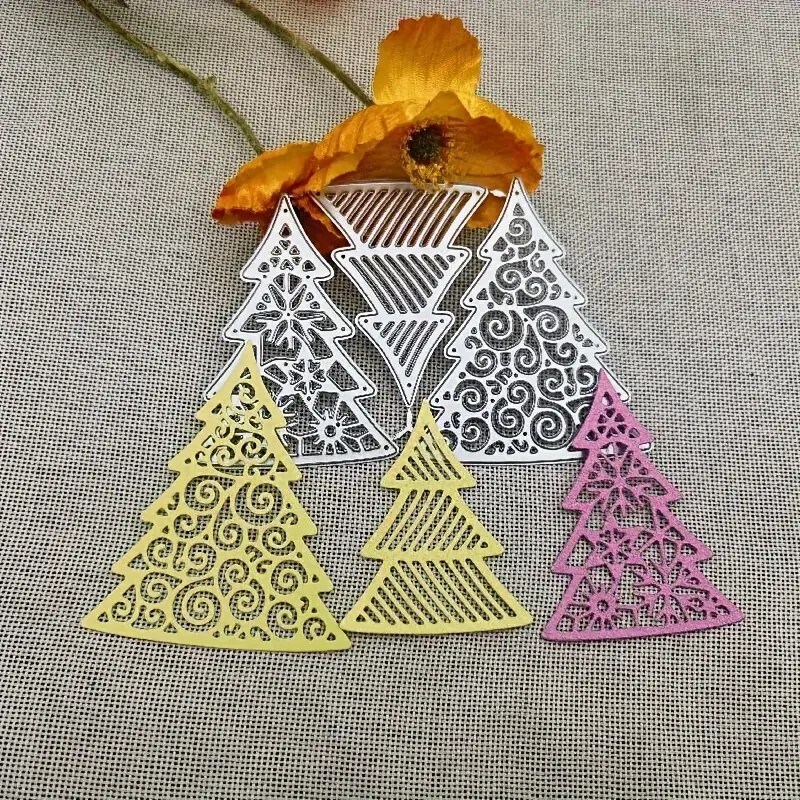Designer Metal Fancy Christmas Trees Dies Set- 3 Pieces