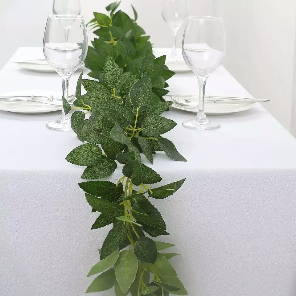 6 feet Green Silk Rose LEAVES Artificial Vine Greenery Garland Party Decorations