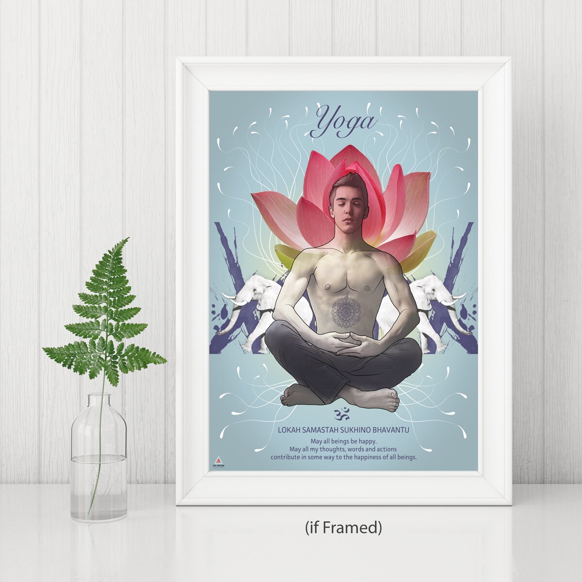 Yoga Poster May All Beings Be Happy Wall Decor Art Print, 18&#x22;x24&#x22;, Unframed