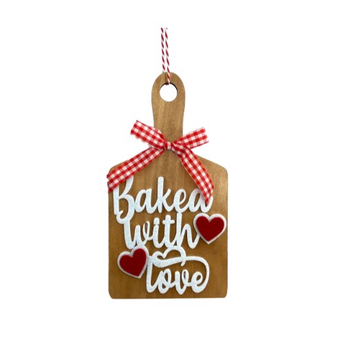 10&#x22; Baked With Love Cutting Board Ornament | Gingerbread Kitchen Theme | Holiday Decor - 85600RDWT