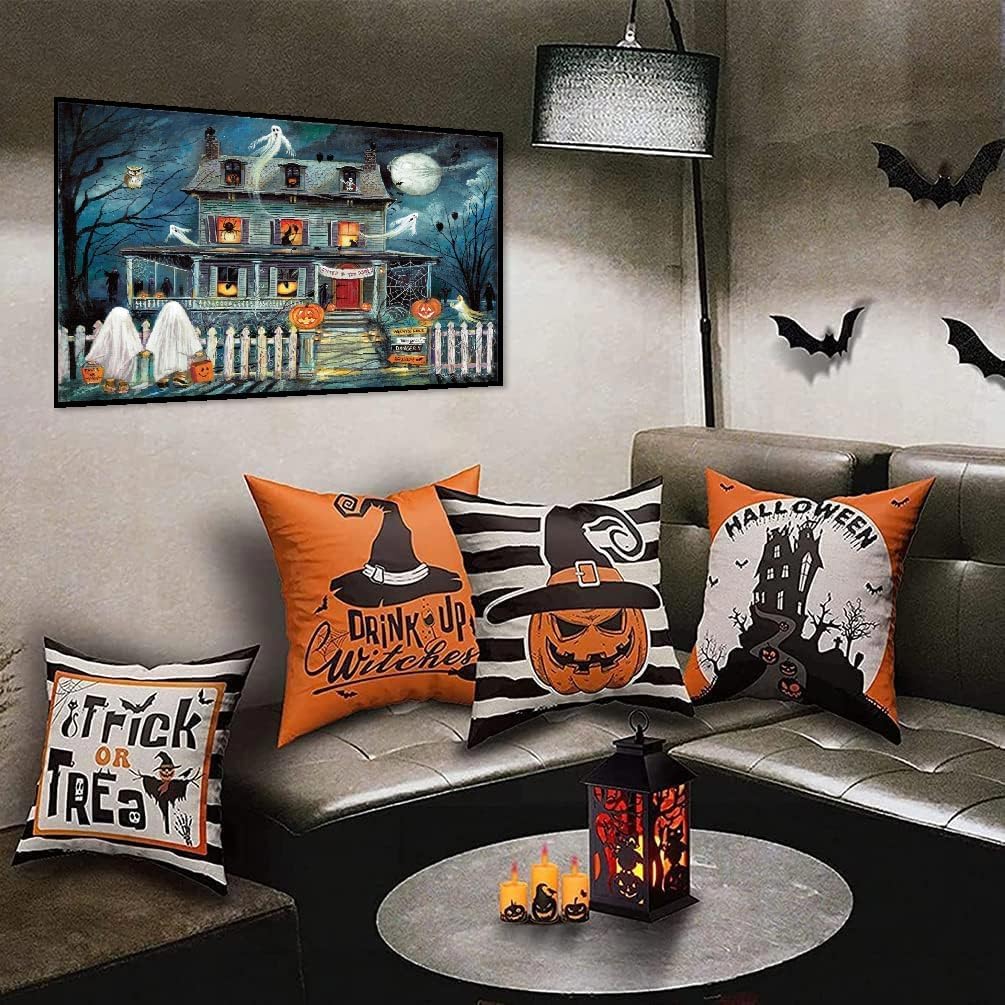 Adults and Beginners, 5D Ghost Cabin Full Round Diamond Halloween Diamond Art Kit, Diamond Dots Diamonds Pictures Arts and Crafts for Home Wall Decor-12x16inch