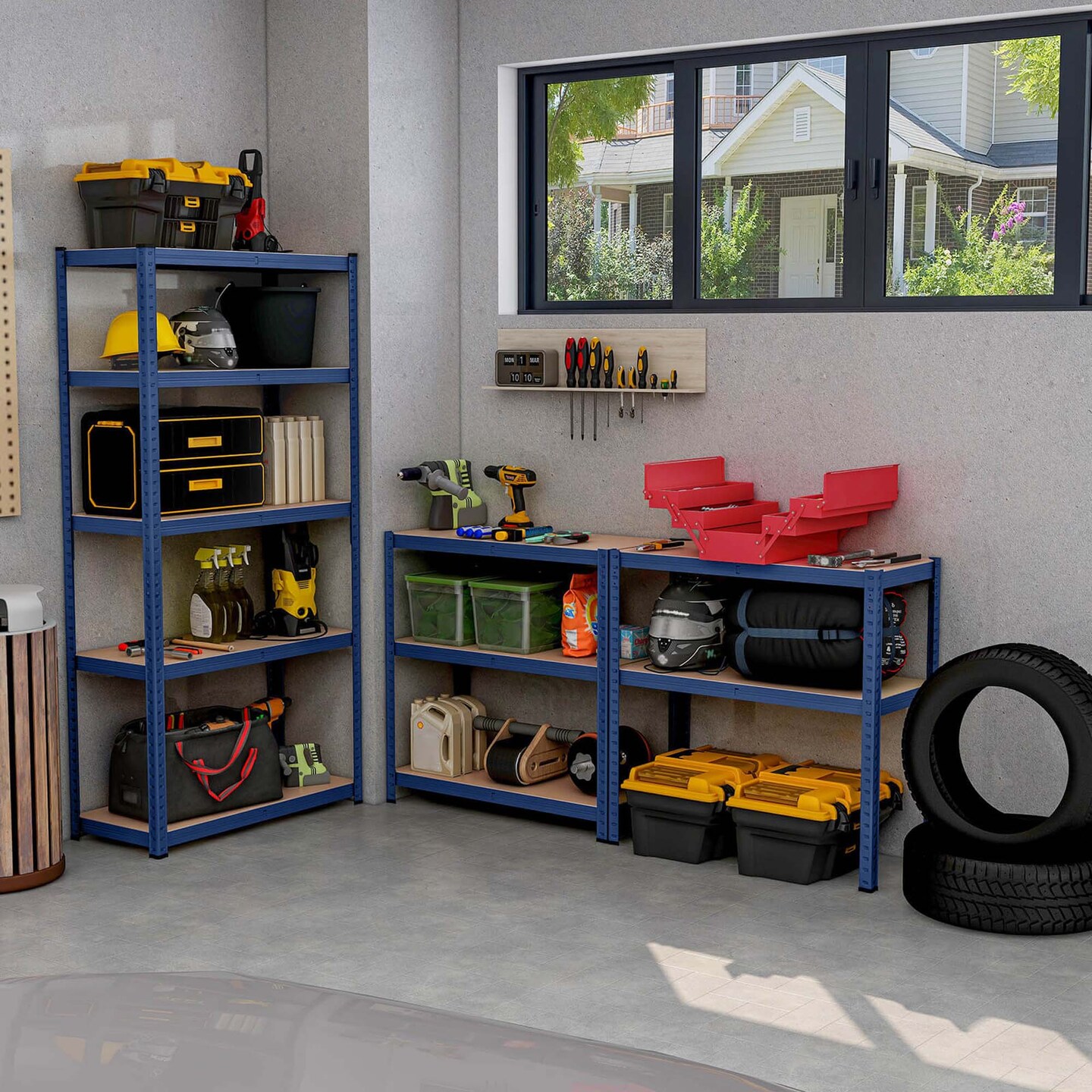 Costway 3 PCS 5 Tier Adjustable Garage Shelving Unit with 2000 lbs Max Load for Warehouse Black/Grey/Blue/Silver