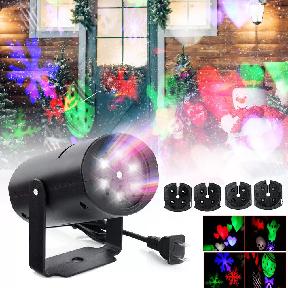Kitcheniva 4 Patterns Laser Projector LED Light Party Stage Spotlight