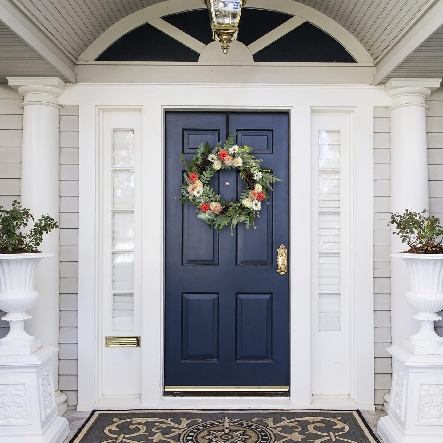 Silk Flower Wreath 22&#x22; Door Wreath for Front Door Outside for Spring Summer All Seasons Indoor Outdoor Farmhouse Front Porch Summer Decor