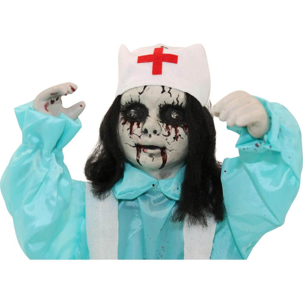 21.5 Inch Poseable Animatronic Nurse Halloween Prop
