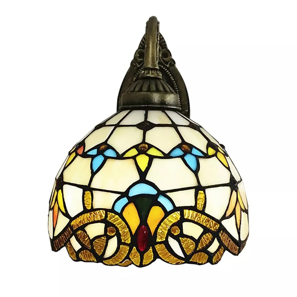 Tiffany Stained Glass Wall Sconce Baroque Lamp Indoor Wall Light Fixture Decor