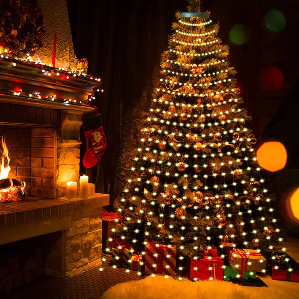 Kitcheniva 6.56FT x 16 Lines 320 LED Christmas Tree Waterfall String Lights
