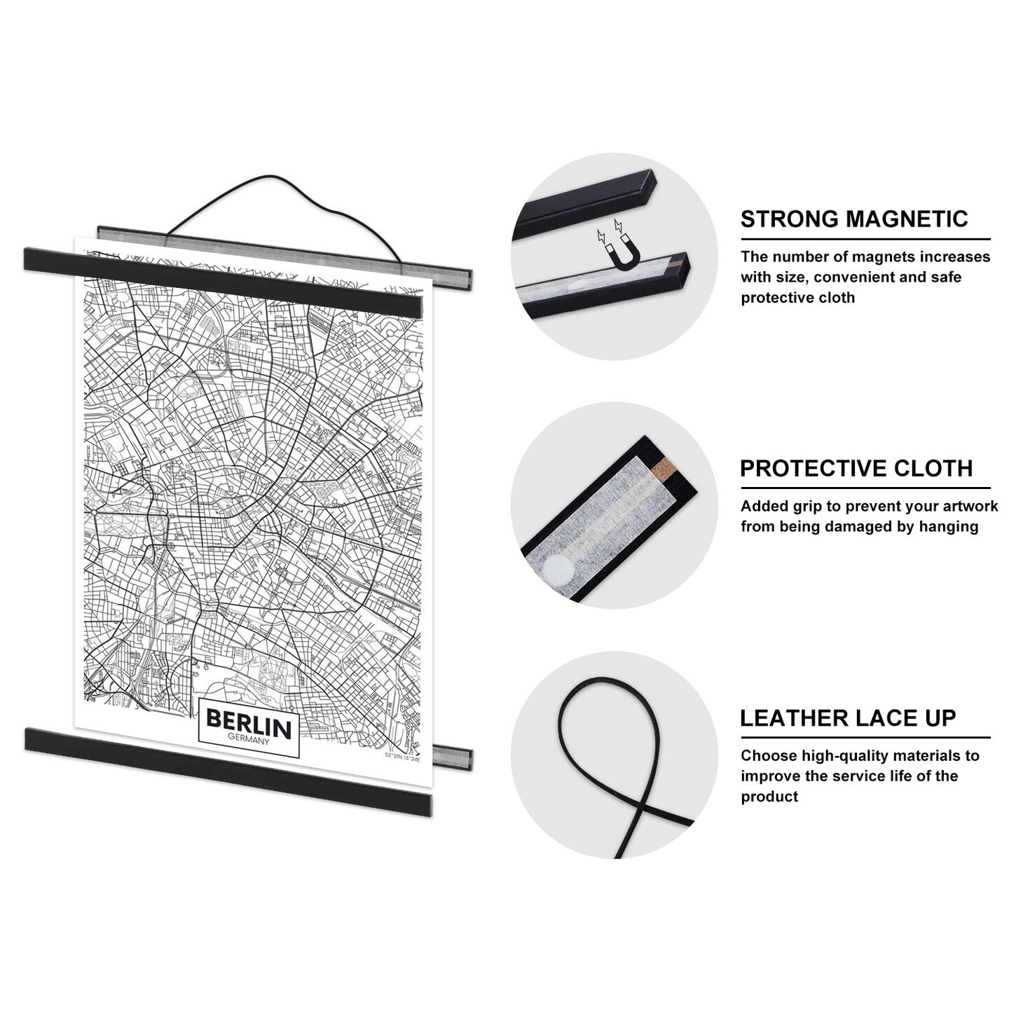 16x20 Poster Frame, 16x24 Magnetic Poster Hanger Wood Frame Frames for Photo Picture Canvas Artwork Wall Hanging (16&#x22;, Black)