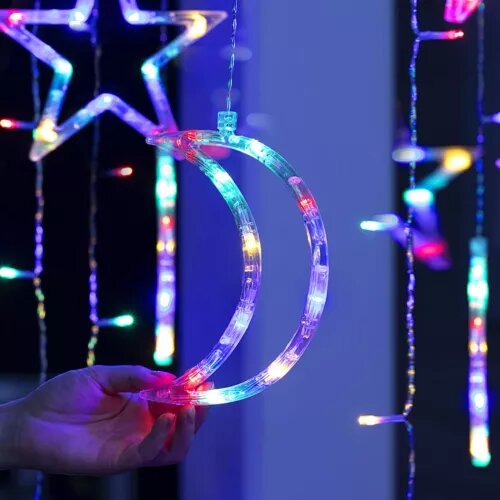 Kitcheniva Twinkling Star Moon LED Curtain Lights