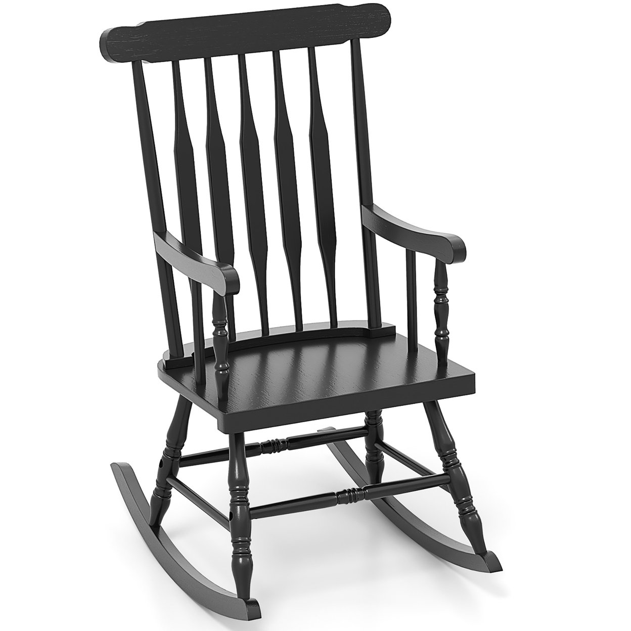 Wooden Rocking Chair Single Rocker Indoor Garden Patio Yard Black