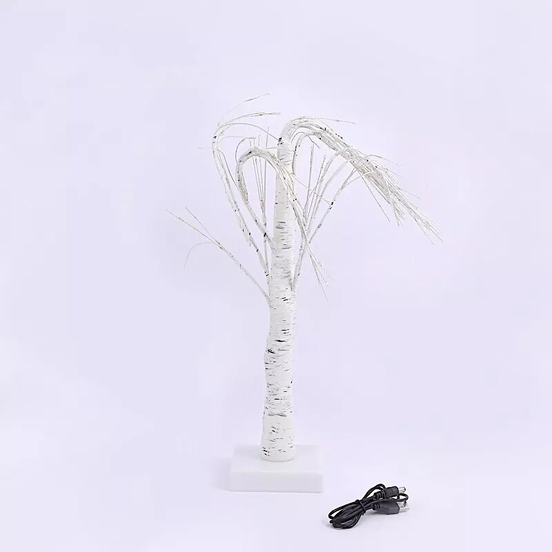 White 2 feet Battery Operated LED Lighted Artificial Birch TREE Party Events