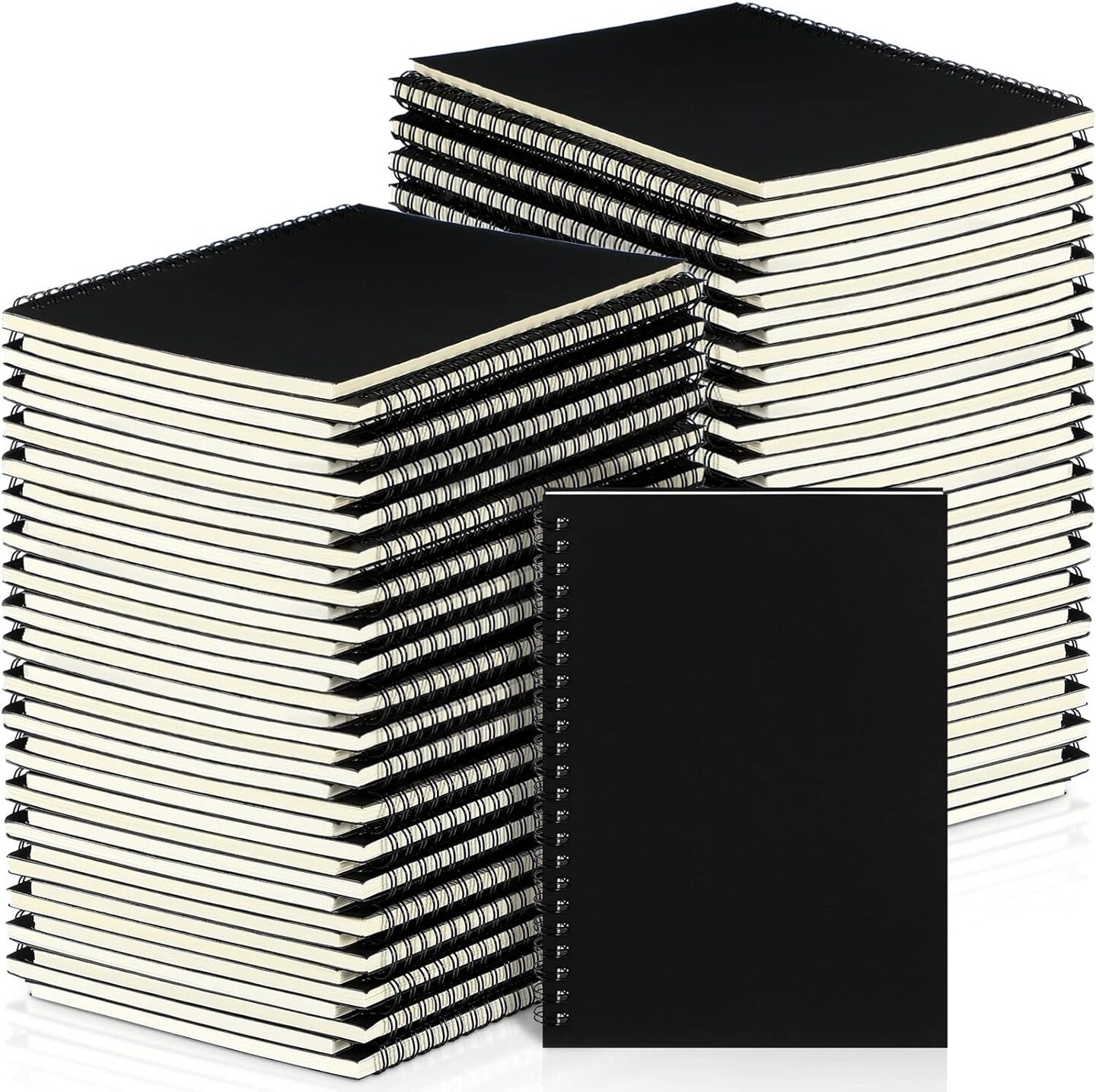 Spiral Notebook Bulk A5 College Ruled Journals Notebooks Lined 8.3 X 5.5 Inch Note Books Composition Writing Thick Paper Notebook for Office Business School Gifts Supplies(Black, 54 Pcs)