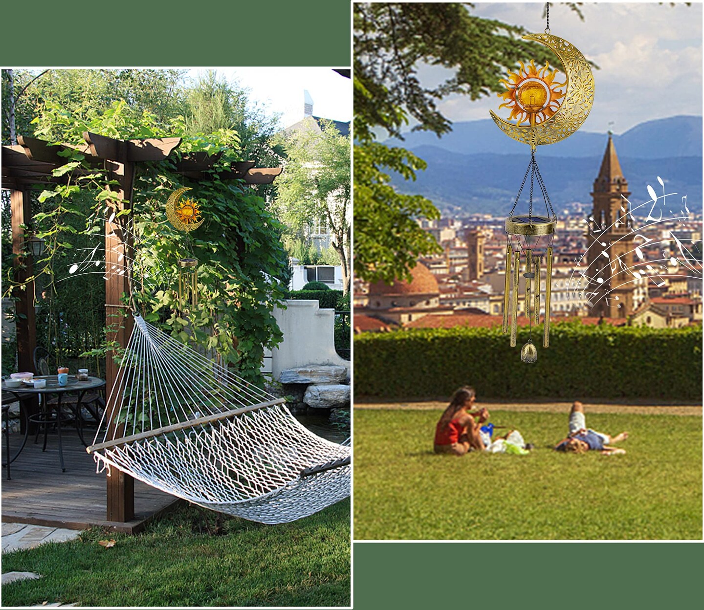 1 Pack Sun Moon Solar Wind Chimes for Outside Crackle Glass Ball Waterproof Wind Chimes Outdoor Clearance Deep Tone Garden Decor Birthday Unique Gifts for Women Mom Grandma Windchimes Gardening