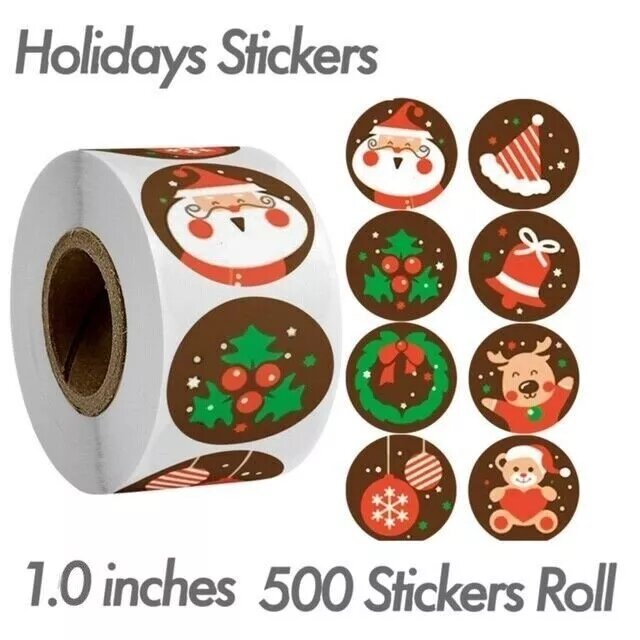 Kitcheniva 1000 Pcs 1&#x22; Christmas Stickers Round Self-Adhesive Labels DIY