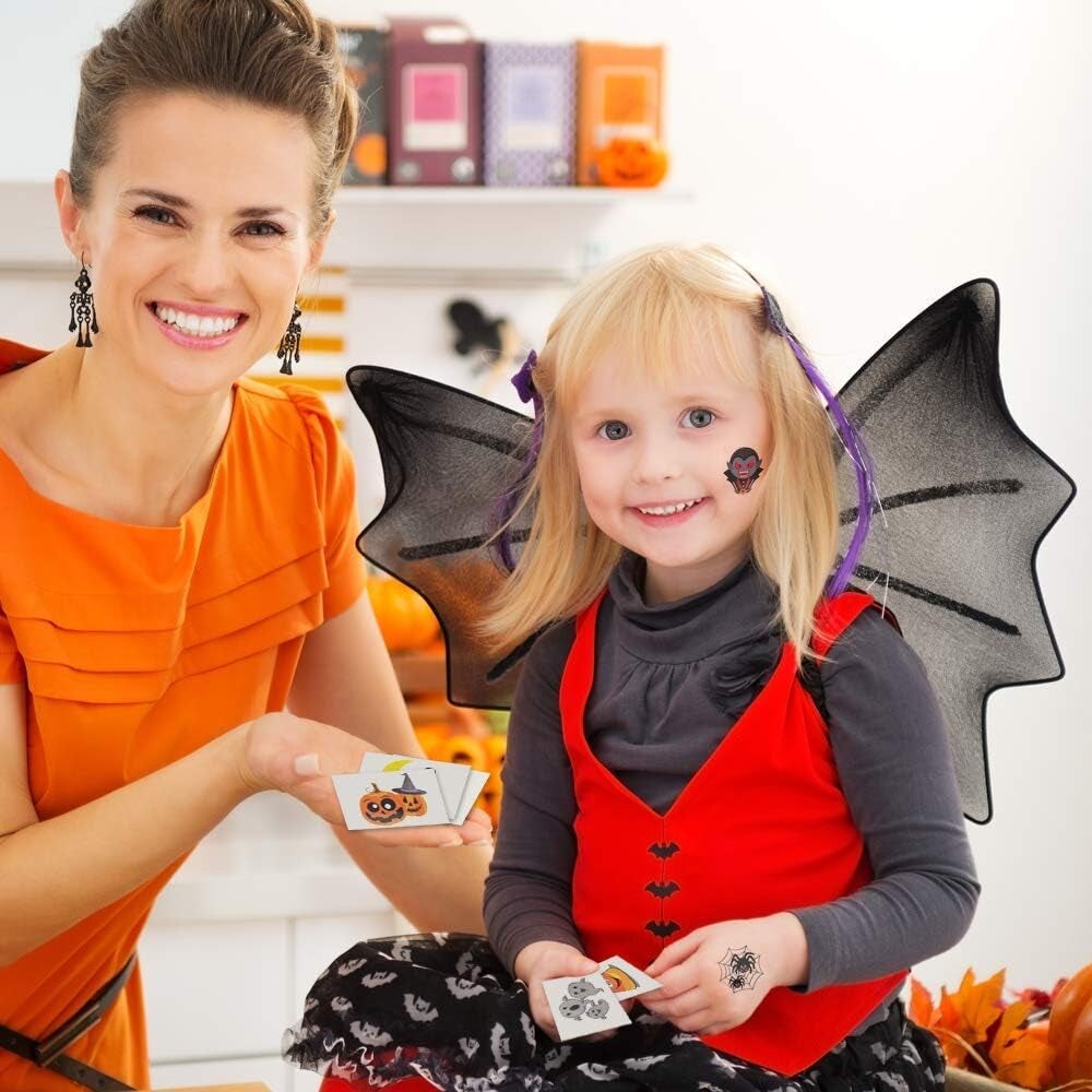Halloween Temporary Tattoos for Kids - Pack of 144-2 Inch Non-Toxic Tats Stickers for Boys and Girls, Best for Halloween Party Favors, Treats, D&#xE9;cor, Goodie Bags - 6 Assorted Designs