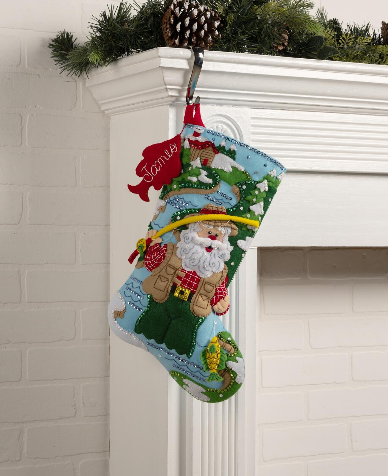 Bucilla Fly Fishing Santa Felt Stocking Kit