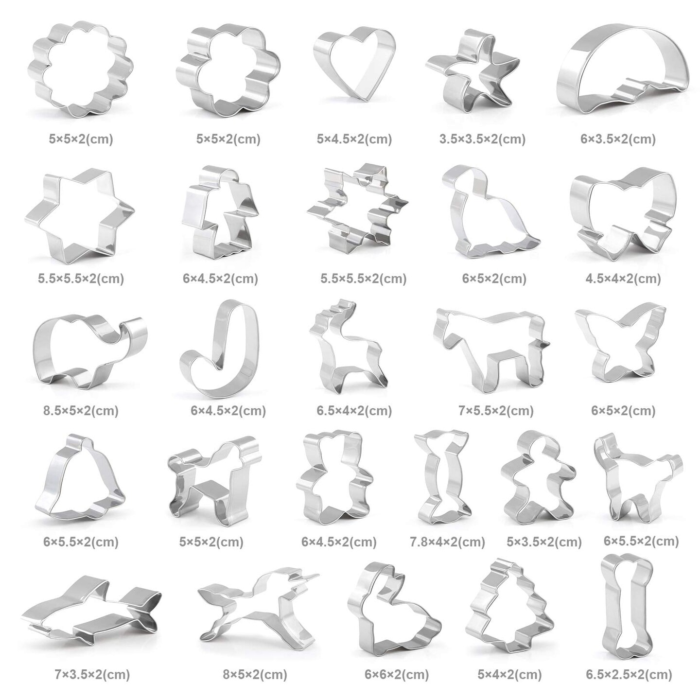 26 Pieces Cookie Cutter Set, Mini Animal Unicorn Classic Shape Cookie Cutters for Kids Christmas Winter Holiday