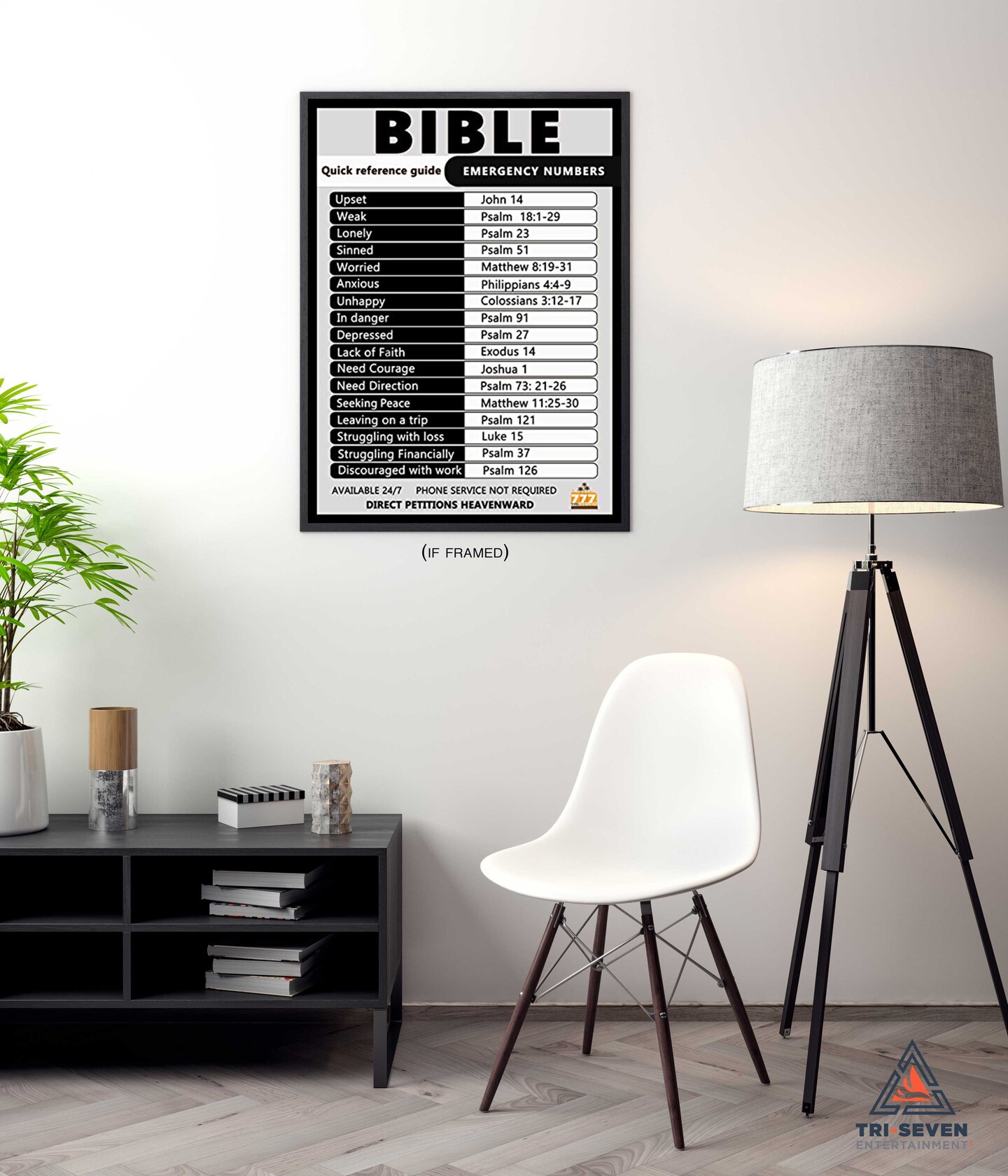 Bible Emergency Numbers Poster Inspirational Scripture Art Print, 18&#x22;x24&#x22;, Unframed